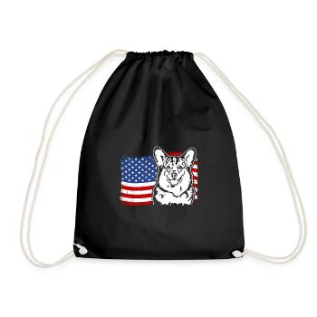 Corgi US Amérique Drapeau Chiens Chien Wilsigns - Sac de sport léger - noir - Devant