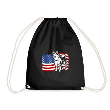 Alaskan Malamute US Amérique Drapeau Chiens Wilsigns - Sac de sport léger - noir - Devant