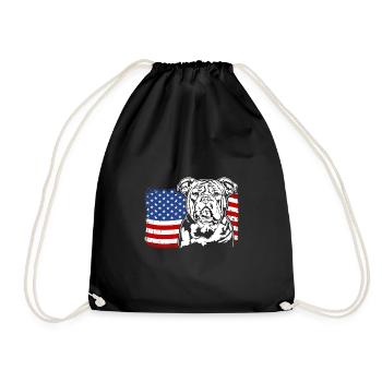 Bouledogue américain XXL Drapeau de l’Amérique des États-Unis Wilsigns - Sac de sport léger - noir - Devant