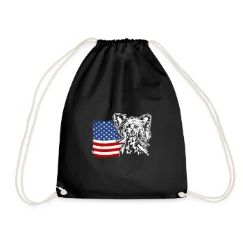 Chien chinois à crête US Amérique drapeau Wilsigns - Sac de sport léger - noir - Devant