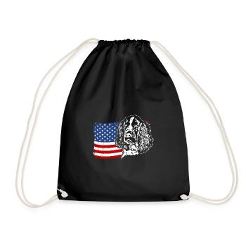 English Springer Spaniel US America Flag Wilsigns - Drawstring Bag - black - Front