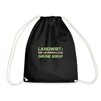 Landwirt: Der Ursprüngliche Grüne Beruf - Turnbeutel - Schwarz - Vorne