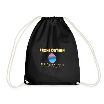 Frohe Ostern – Ei Love You - Turnbeutel - Schwarz - Vorne