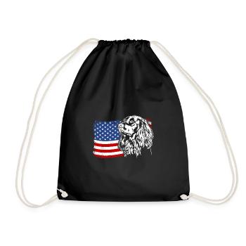German Longhair US America Flag Dogs Wilsigns - Drawstring Bag - black - Front