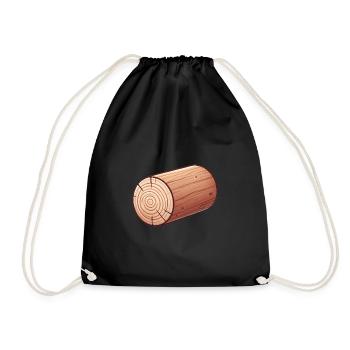Rustic Wooden Log Illustration - Drawstring Bag - black - Front