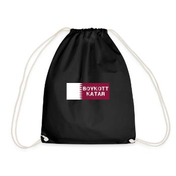 Boycott Qatar, Qatar, Flag, World Cup - Drawstring Bag - black - Front