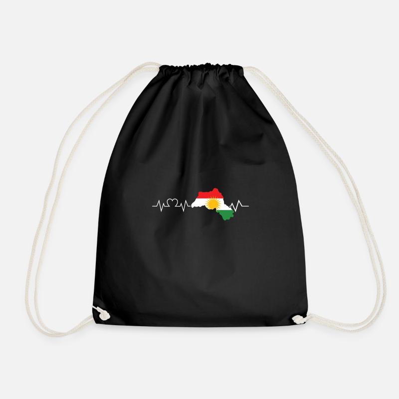 Kurds Heartbeat Kurdistan - Drawstring Bag - black