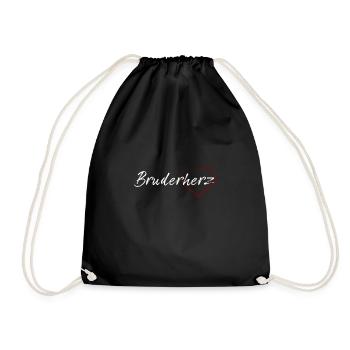Bruderherz - weiss - Turnbeutel - Schwarz - Vorne