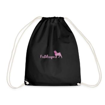 fußhupe,mops,kleiner hund,schriftzug,typo,hund - Turnbeutel - Schwarz - Vorne
