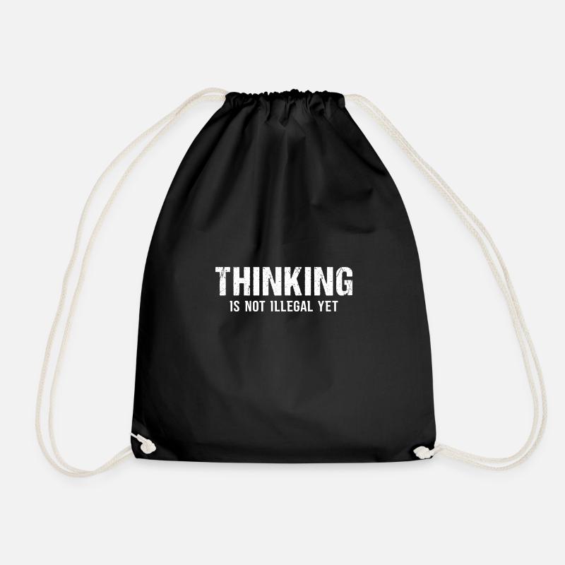 Thinking Is Not illegal yet Vintage Brain Sprüche - Turnbeutel - Schwarz