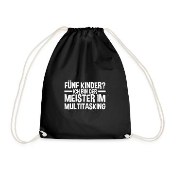 Dad of 5 children - Drawstring Bag - black - Front