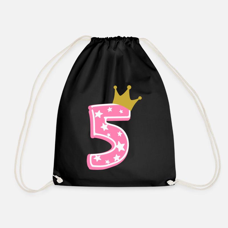 5 Krone 5. Geburtstag 5 Jahre - Turnbeutel - Schwarz
