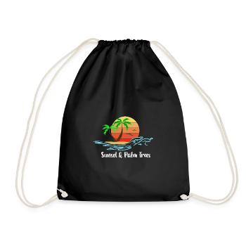 coucher de soleil et palmiers - Sac de sport léger - noir - Devant