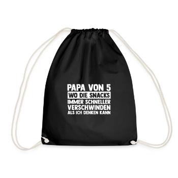 Dad of 5 children - Drawstring Bag - black - Front