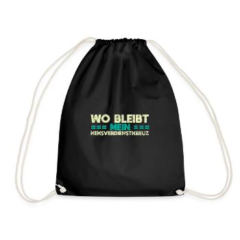 Wo Bleibt Mein Keksverdienstkreuz - Turnbeutel - Schwarz - Vorne