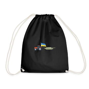 Ukrainian farmer steals Kiev tractor tank - Drawstring Bag - black - Front