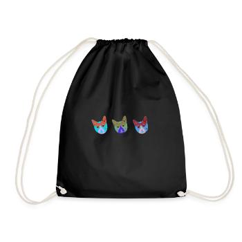 Visages de chat,3 chats,Warhol, Tête de chat,Chat - Sac de sport léger - noir - Devant