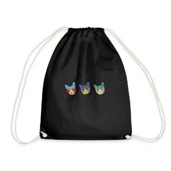Visages de chat,3 chats,Warhol, Tête de chat,Chat - Sac de sport léger - noir - Devant