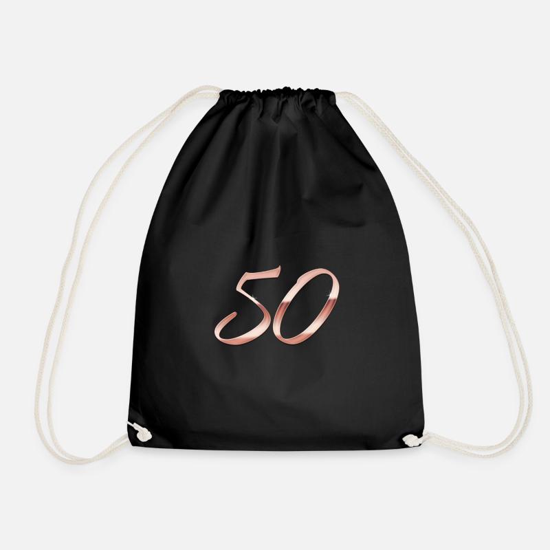 Rose gold 50 - Drawstring Bag - black