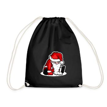Sitting Santa Puppet - White - Turnbeutel - Schwarz - Vorne