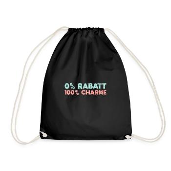 0% Rabatt, 100% Charme - Turnbeutel - Schwarz - Vorne