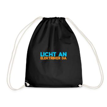Licht An, Elektriker Da - Turnbeutel - Schwarz - Vorne