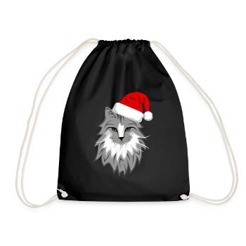 Graue Katze Weihnachten - Turnbeutel - Schwarz - Vorne