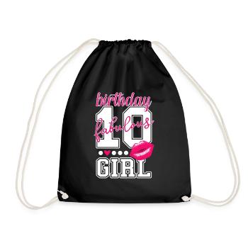 10. Geburtstag zehn Jahre Mädchen pink Prinzessin - Turnbeutel - Schwarz - Vorne
