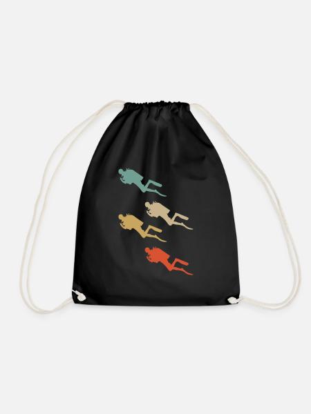 Retro Vintage Design Tauchen Taucher Schwimmer - Turnbeutel - Schwarz