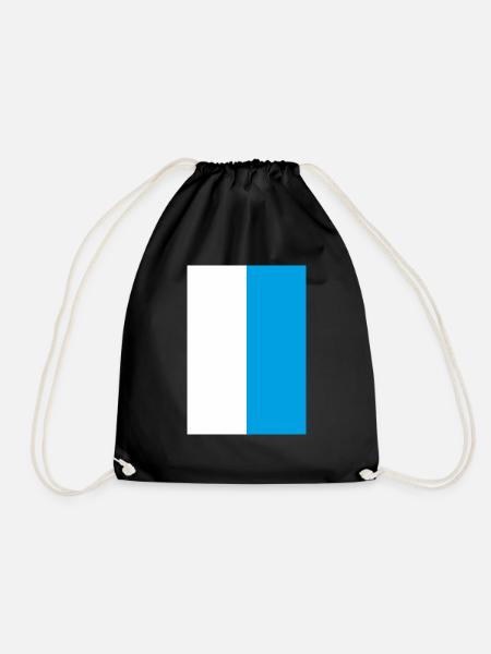 white blue Bavaria flag gift idea - Drawstring Bag - black