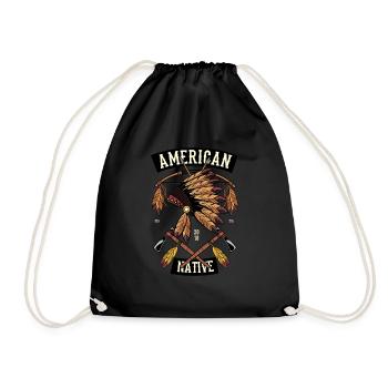 Amerikanische Ureinwohner Indianer T-Shirt - Turnbeutel - Schwarz - Vorne
