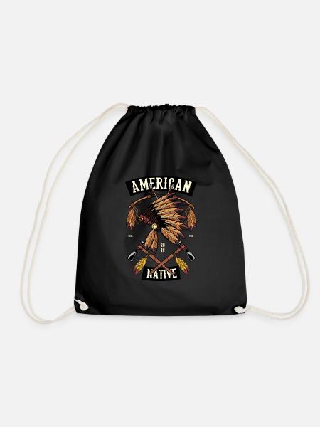 Native American Indian T-Shirt - Drawstring Bag - black