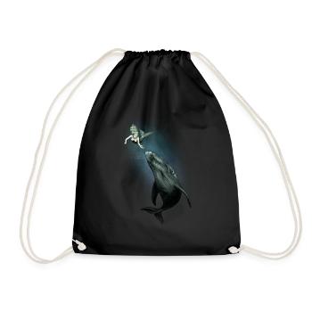 sirène nue nage avec chemise de baleine - Sac de sport léger - noir - Devant