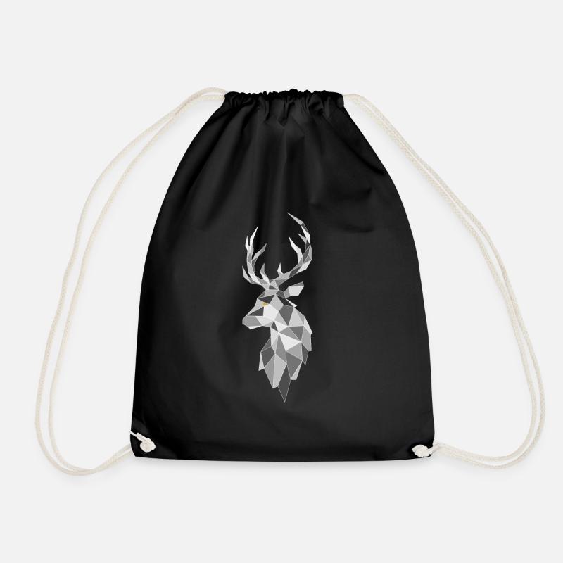 deer - Drawstring Bag - black