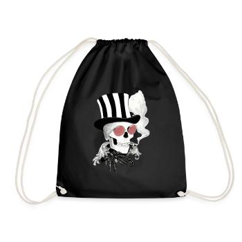 Skull with pink sunglasses - Drawstring Bag - black - Front