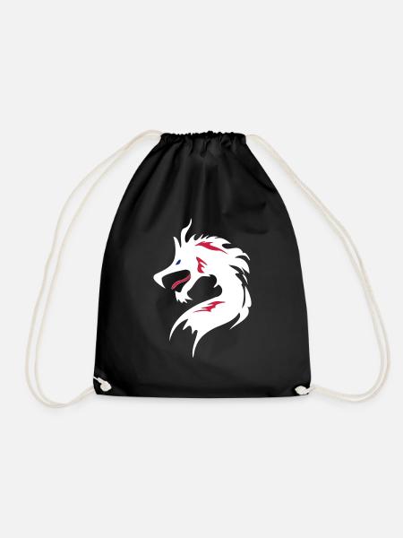 ❤️👄🐉Dragon in Chinese Character-Love Dragon-龍 - Drawstring Bag - black