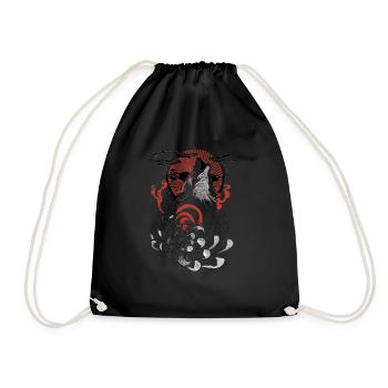 Un loup dans le style japonais - Sac de sport léger - noir - Devant