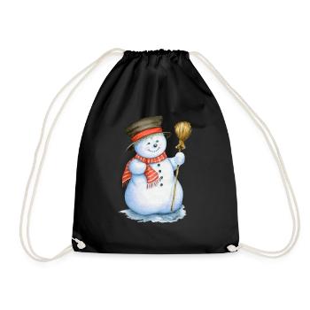 Snowman - Drawstring Bag - black - Front