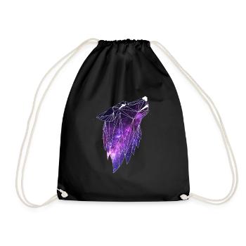 Geometry Galaxy Wolf - Drawstring Bag - black - Front