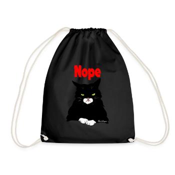 Nope, No, funny bad cat - Drawstring Bag - black - Front