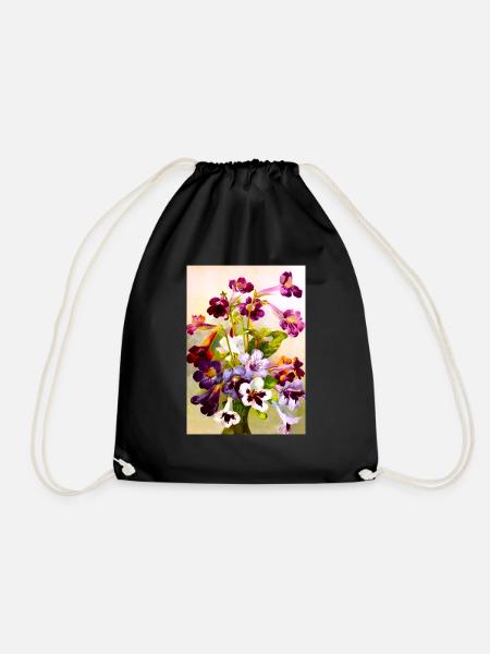 Violets - Drawstring Bag - black
