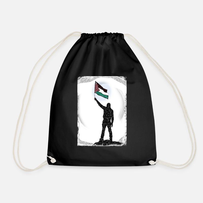 Palestine Flag Lives Matter P11 - Drawstring Bag - black