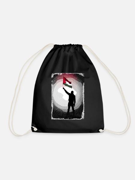 Palestine Flag Lives Matter P5 - Drawstring Bag - black