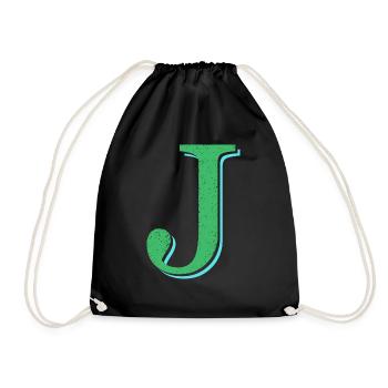 Lettre J verte géante prénom naissance - Sac de sport léger - noir - Devant