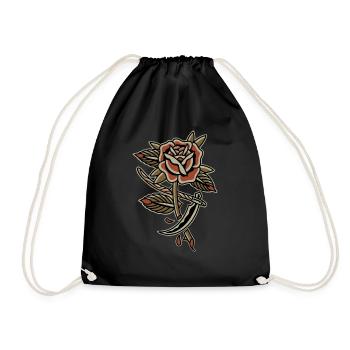 Conception de tatouage old school rose sens - Sac de sport léger - noir - Devant