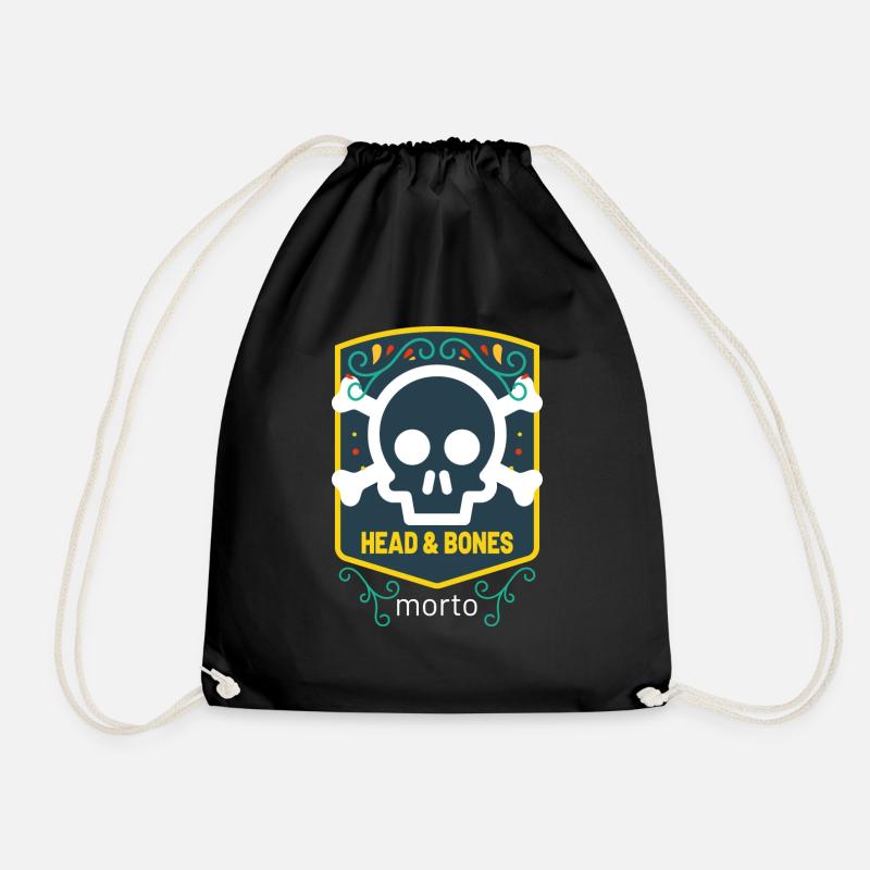 Head and bones - Drawstring Bag - black