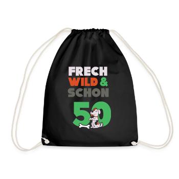 Geschenk 50 Jahre Geburtstag Frau Hund - Turnbeutel - Schwarz - Vorne
