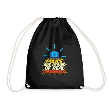 Police Are Afraid Of Real Criminals Blue Red Light - Drawstring Bag - black - Front