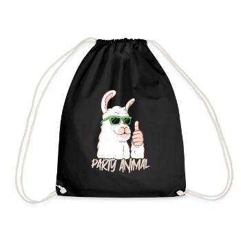Party Sylvester Lama Animal Animal Gift - Drawstring Bag - black - Front