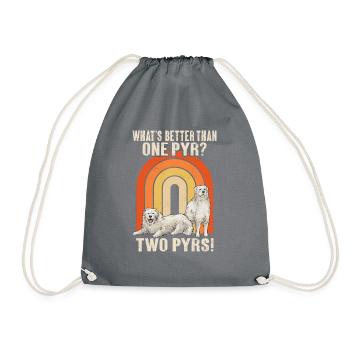 Large Pyrenean Dog - Drawstring Bag - grey - Front